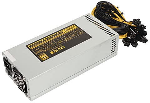 2000W PSU Alimentation pour Ordinateur, 8 Carte Vidéo Mining Bitcoin Miner Alimentation, 10x6PIN Monocanal 2U PSU PC Mining Alimentation