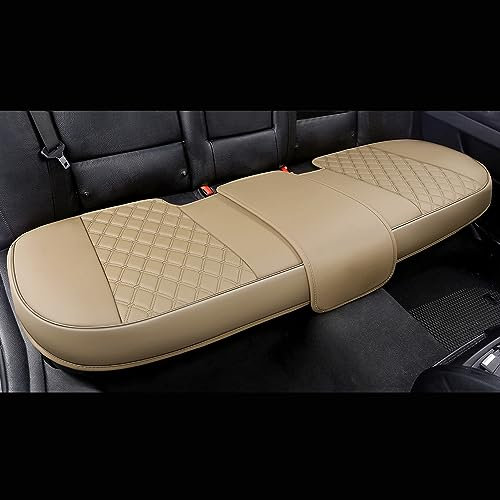 Black Panther PU-Leder Sitzauflage Rückbank Auto, passend für 90% Aller 4-türigen Autos, Raute gesteppt – Beige