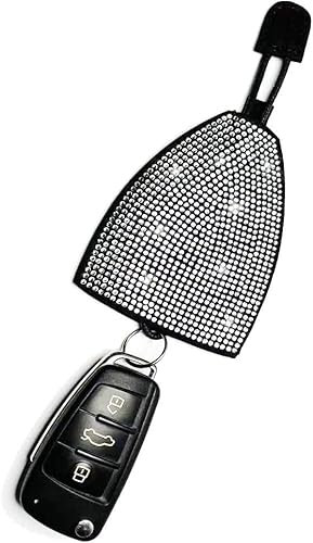 CGEAMDY Autoschlüsselschutzhülle Aus Leder, Schutzhülle Für Autoschlüssel Mit Diamanten, Hübsches Schlüsseletui,Strass Glitzer Diamant Autoschlüssel Etui(Weiß)