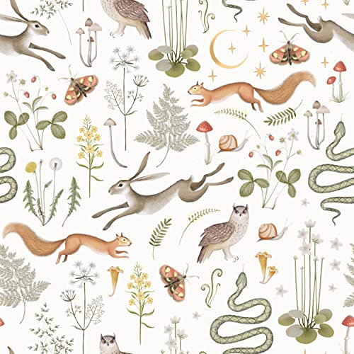 SOEWIOU Colorful Animals Wallpaper, 44.5 * 300cm Thicken Peel and Stick Removable Wallpaper with Squirrel, Owl, Snake, Rabbit Patterns for Home Deco