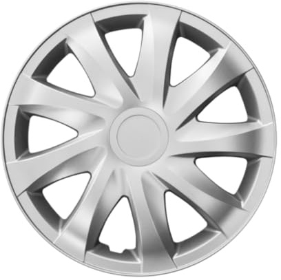 Luckyberg Radkappen 15 Zoll Draco | Zierkappen in vielen Farben, Radzierblenden 4er-Set für die meisten Automarken und Stahlfelgen. Felgenabdeckung für Autofelgen. (15 - Silver)