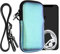 kwmobile Handytasche für Smartphones XXL - 7 - Neopren Handy Hülle Metallic Petrol mit Kordel - Handy Tasche mit Handykette 17,7 x 8,5 cm Innenmaße