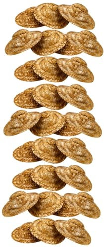 ibasenice 30 Stk Strohkappe puppen zubehör puppenzubehör kleine Strohhüte zum Basteln Mini-Strohhüte zum Basteln Ornament Spielzeuge geflochtene Strohhüte handgefertigter Strohhut Miniatur