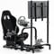 Minneer Gaming Frame with Black Seat and Monitor Mount Alloy Steel Fit for Logitech G923 G920 THRUSTMASTER T500 FANATEC T3PA/TGT
