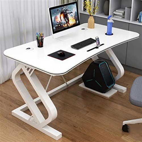 Schreibtischs Multifunktions-Desktop. Pc. Schreibtisch mit Handy-Kartensteckplatz Ergonomischer Bogen-Einfache Mode-elektronische Wettbewerb-Tisch-Gaming-Schreibtisch Arbeitstisch büro (Color : White