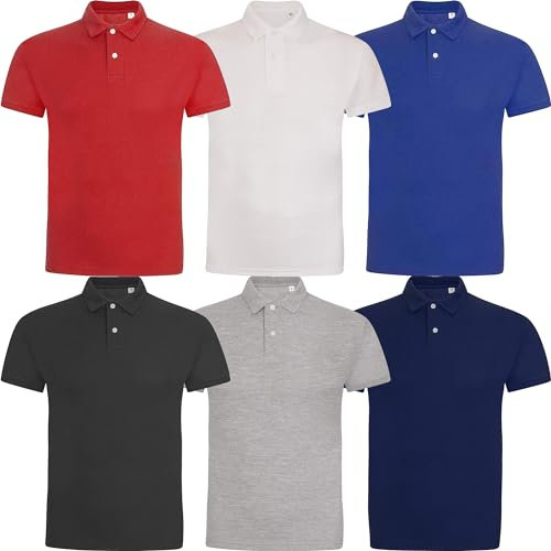 Mens Multipack Polo Shirts Short Sleeve Plain Pique Top Designer T-Shirt Tee Big Sizes, 6 Plus Size Polo, 4XL