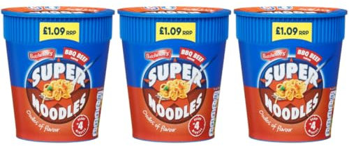 Pack Of 3 - Super Noodles 75g - BBQ Beef - Low In Fats High In Protein - Simply Mix With Hot Water - Ready And Piping Hot In Just 4 Minutes - Enjoy Curry Delicious Noodles - Noodle Instant Snack