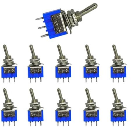 Senvenelec Lot de 10 mini interrupteurs à bascule 6 A 125 V AC ON-ON 2 Digit 2 broches pour voiture, camion, bateau, tableau de bord, modification électrique.