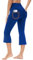 BAYGE Damen Bootcut Yogahose 3/4 Hight Waist Wasserdicht Blickdicht Bauchkontrolle Slim Fit Flared Leggings Sporthose Jeggings Schlaghose Sweathose Arbeitshose Fitnesshose mit Taschen, Blau, XL