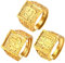 JewelryWe Ringe Herren Vergoldet Siegelringe: 3 Stück Gold Herren-Ring Glück/Reichtum/Drache Offener Goldring Siegelring Bandring Band mit Gravur verstellbare Größe Geschenk für Männer Vater Freunde