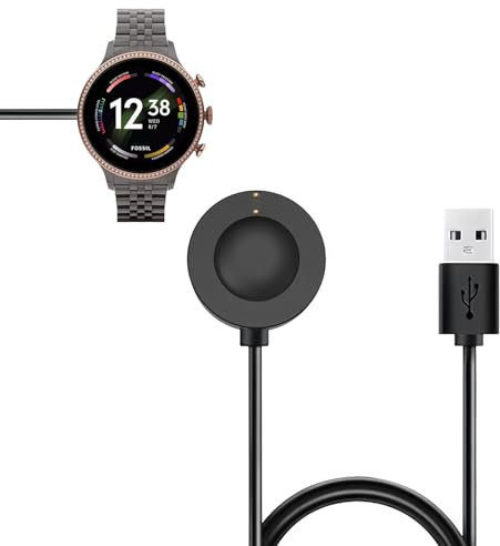 hoeslaw Smart Watch Magnetic Charger Cable Built-in overcurrent Protection, 3.3FT/100CM 5V 1A 2Pin Black, Compatible for Fossil Gen 6/Gen 5/Gen 4/Sport, Michael Kors Gen 6/Gen 5E/Gen 5/Gen 4