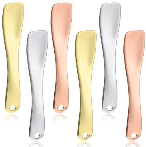 Trinkrittey 6 Pcs Metal Makeup Spatula Tool, Mini Skincare Spatula Skin Care Facial Cream Mask Scoop Makeup Tools for Cosmetic Scoop for Creams Lotions Masks (Silver Gold Rose Gold)