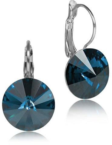 LUISIA Ohrringe Rivoli mit Kristallen von Swarovski (12 mm, Denim Blue)