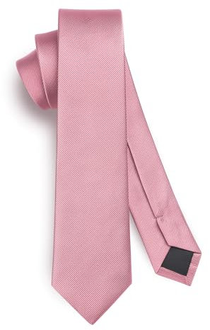 HISDERN Herren Krawatte Altrosa Schmale Einfarbig Seide Krawatten für Herren Klassische Formelle Elegante Schlipse Hochzeit Party Business Krawatte 6cm