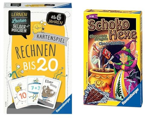 Ravensburger 80349 - Lernen Lachen Selbermachen & 23082 - Schoko Hexe, Mitbringspiel für 2-6 Spieler, Kartenspiel ab 6 Jahren, kompaktes Format, Reisespiel