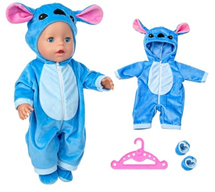 Baby Doll Clothes for 35-43cm Baby Doll, Blue Baby Dolls Clothes for 14-18 Inches Baby Doll for Kids Birthday Christmas (Not Include Doll)
