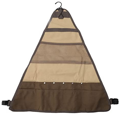 Picnic Cutlery Canvas Storage Bag Portable Outdoor Barbecue Cookware Cutlery Canvas Carying Bag Large Khaki