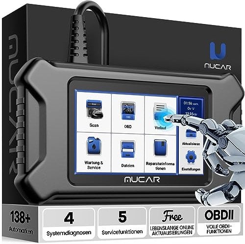 mucar OBD2 Diagnosegerät, CS4 Diagnosegerät Auto, KFZ Diagnosegerät Mit 4 Systemdiagnosen(ABS/SRS/ECM/TCM)+5 Servicefunktionen(Öl, EPB, SAS, TPMS, ETS), Android 7.0, Kostenlose Nutzung