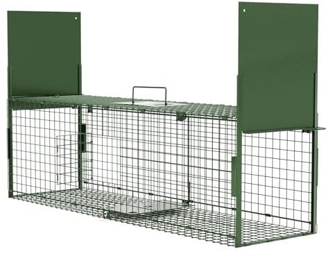 Qianruida Lebendfalle Marderfalle 100 x 29 x 31.5 cm Katzenfalle Lebendfalle Groß Fuchsfalle Kastenfalle Lebendfalle Fuchs Lebendfalle Katze Waschbärfalle Mit 3 türen
