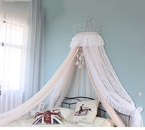 SSLW Prinzessinnen-Betthimmel für Mädchenzimmer, Quasten, Versteck, Schleier, Zelt, Kinderzimmer, Dekoration zum Spielen, Lesen, Schlafen als hängendes Hausschloss