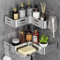 Kegii Etagere Salle de Bain - Etagere Douche sans Percage, Rangement d'Angle Salle de Bain en Acier Inoxydable, avec Porte-savon