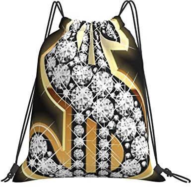 Turnbeutel Goldenes Dollarzeichen Gymsack Sport Sportbeutel Unisex Tunnelzug Gymsack Für Holidays Schwimmen Schule 36x42cm