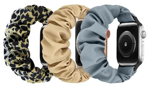 Ecogbd Elastische Scrunchie Ersatzarmband Kompatibel mit Apple Watch Armband 38mm 40mm 41mm 42mm 44mm 45mm 46mm 49mm, Weiche Gewebe Nylonbänder für iWatch Serie 10 9 8 7 6 5 4 3 SE, Frauen