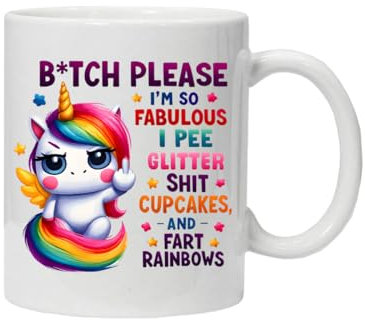Funny Unicorn Mug with 'I'm so Fabulous I Pee Glitter' Quote Ceramic Coffee Cup Comes Boxed Ready for Gifting Christmas and Birthday Gift Reusable Coffee Ceramic