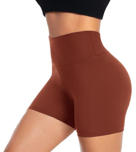 ACTINPUT Radlerhose Damen Kurze Shorts High Waist Sporthose Leggings Blickdicht Hotpants Unterhose Boxershorts Sommer(Chili rot,S-M)