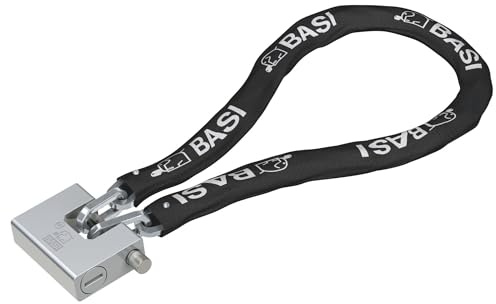 BASI | Stahlkette mit Sicherheitsschloss/Blockschloss | Hohe Sicherheit | Objektschutz | Ideal auch für Container, Motorräder, Schuppen, Garagen | 2 Schlüssel