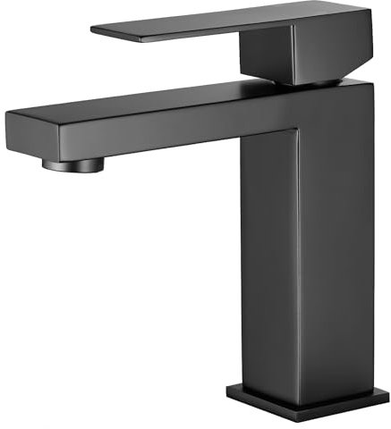 FBUKE Wasserhahn Bad Schwarz Mischbatterie waschbecken, wasserhähne bad Badarmaturen Mischer 1 Loch, Moderne Einloch Waschbecken armaturen für das Badezimmer, SSRT304DE-MB