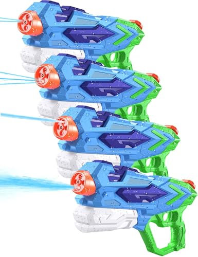 Super Wasserpistole mit großer Reichweite – 4 PCS XXL 8 m Leistungsstarke Soaker mit 1000 ml Kapazität, Wasserspielzeug für Kinder & Erwachsene, Perfekt für Sommerpartys, Garten & Strand