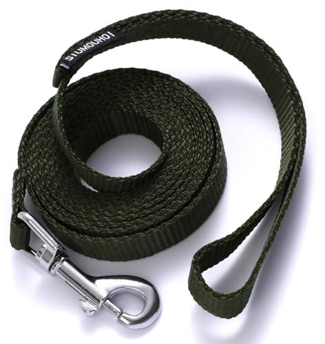 Siumouhoi 6 FT Traditional Style Dog Leashes, Strong Collar Hook, for Small, Medium and Large Dogs (Military Green, 5/8 in x 6 ft)