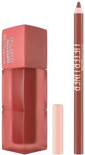 Maybelline New York Teddy Tint & Lifter Liner Combo, Up To 12 Hour Blurred Matte & Liner with Hyaluronic Acid (Shades: Skinnydip & Player)