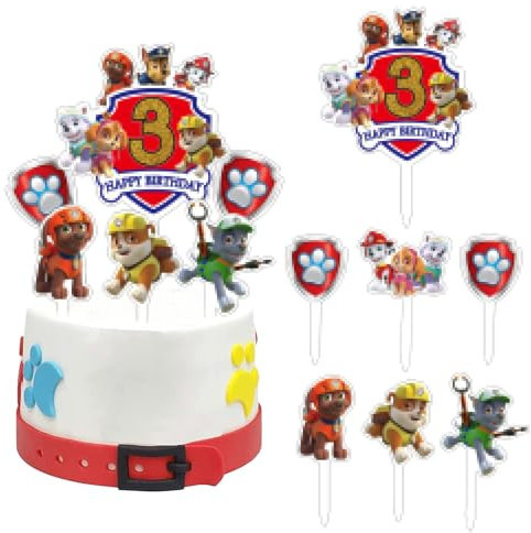 6 Stück Tortendeko Geburtstag,3 Jahre Acryl Happy Birthday Kuchen Deko,Kuchenaufsatz,Muffin Geburtstag Deko,Cupcake Topper,Cake Decoration für Junge Mädchen Themen Kindergeburtstag Party