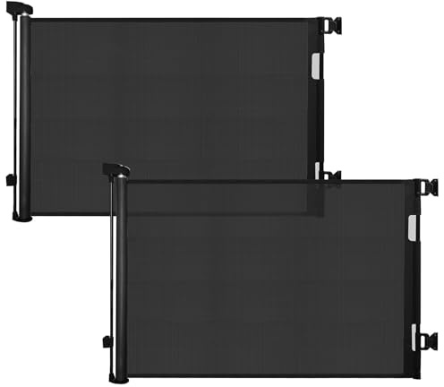 dearlomum 2Pcs Treppenschutzgitter Türschutzgitter Ausziehbar 0-140 cm,Baby Absperrgitter Schutzgitter Treppe für Kinder,Katzen und Hunde,Geeignet für Innen Außenbereich,schwarz