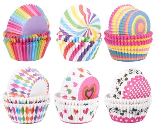 Carehabi 300 Moldes Magdalenas Papel, Resistente al Aceite y al Calor, Coloridos Molde de Papel Cupcakes, Molde Muffins para Bodas, Cumpleaños, Hornear, Postres, Fiestas