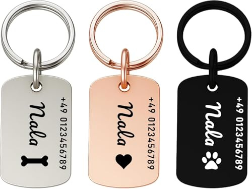 XMHome 1 Hundemarke mit Gravur Personalisierte Hundemarke(1 Stück) Hundemarken Eckige Namensmarke mit Name & Telefonnummer Anhänger für Hunde mit Symbolauswahl (41 * 25 mm) MADE IN GERMANY