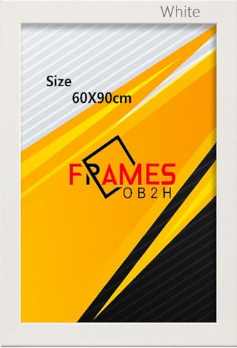 OB2H 60x90cm Black, White, Oak, Poster Frame Photo Frame (White, 60x90cm, Framed)