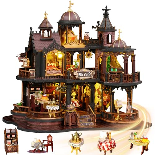 Mostop DIY Miniatur-Puppenhaus-Bausatz, Holz-Puppenhaus-Bausatz, Miniaturhaus-Bausatz mit LED-Beleuchtung, kreative Raumidee für Kinder/Erwachsene, Magic House DIY-Bausätze