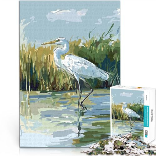 1000-teilige Puzzles für Erwachsene Familienspiel für und Reiher-Malerei im Monet-Stil Einzigartige Geburtstags- und Geschenkideen75x50cm