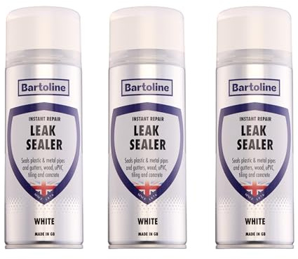 Bartoline Leak Sealer White 400ml 3 Pack – Instant Waterproof Leak Repair Spray for Pipes, Gutters, Roofs and More Durable, Overpaintable, Weatherproof White Sealant for Multiple Surfaces