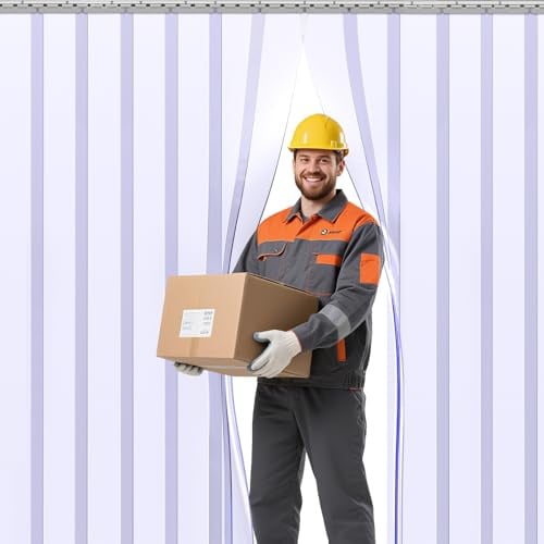 AUURIO Plastic Door Curtain, 84 Height x 48 Width x 0.08 Thickness, 8PCS Clear Smooth PVC Door Freezer Curtains Strips, Insulating Plastic Curtains for Doorways of Walk-in Cooler, Warehouse, Garage