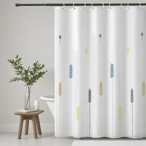 KAIMEIYU Cortina de Ducha Poliéster Cortina de Baño con 12 Ganchos Cortina Bañera Lavable a Máquina Impermeable 180 x 180 cm Blanco