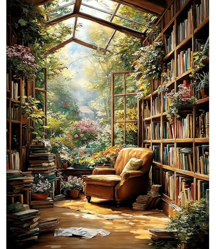 NEWENMO Beau Coin Lecture Peinture par Numéros pour Débutant,Paysage Peinture Numero Adulte,Fleurs Paint by Numbers,DIY Peinture à l'huile,Bricolage Painting Acrylique pour Décoration Maison 40x50cm