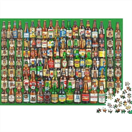 1000 Teile Ausgefallene Bierflaschen Puzzle für Erwachsene Papiermaterial Lernspiel Biermotiv Wanddekoration Entspannung 38x26cm/1000pcs