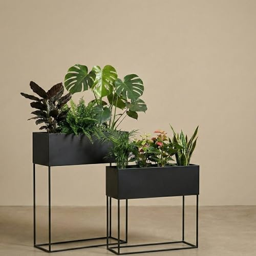 EDAXO Längliche Blumenständer Loft aus Metall TINO, 2er-Set