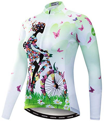 Radfahren Langarm Jersey Frauen Mountainbike Jersey Shirts Lange Rennrad Kleidung MTB Tops Sportbekleidung Fahrrad grün Größe M