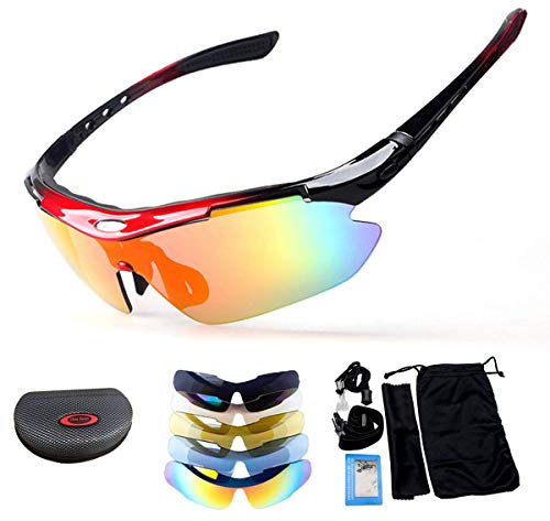 HugeAuto Polarized Sport Sunglasses, X7 Army Sunglasses Military Tactical Goggles With 4 Interchangeable Lens, Protective Glasses for Men and Women in Running Cycling Skiing Fishing
