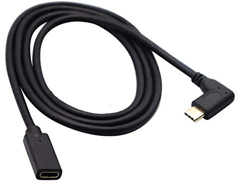 AAOTOKK 3.1 USB C Verlängerungskabel 90 Grad USB 3.1 Typ C Buchse Zu Stecker Verlängerungskabel,Unterstützt Lade, Daten,Audio,Videokabel für Neues MacBook Pro 2017,Samsung Galaxy S8 (1 M,M/F)